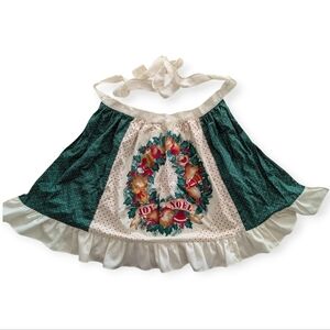 Vintage Christmas Joy Noel Wreath Waist Half Apron One size Fits All